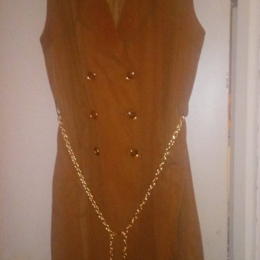 Chico's Brown Tunic with Gold Chain Detail